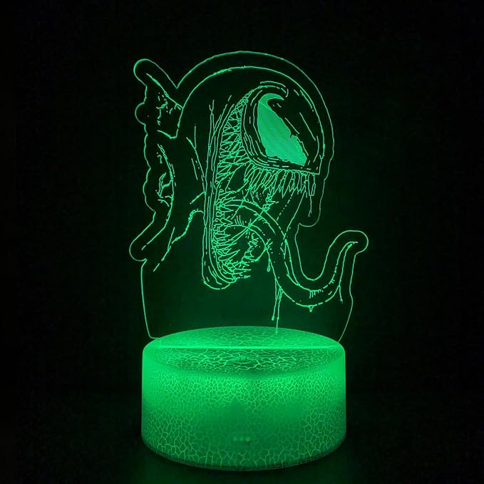 3D Night Light, Alien Monster Illusion Table Lamp with 16 Colors Remote Control Touch Lamp LED USB Night Light Desk Lamps Room Decorations Home Decor Holiday Birthday Light-CubbioJoy