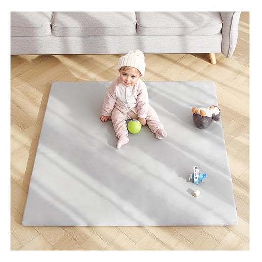 Baby Play Mat 48"x48" – Thick, Non-Slip Foam Mat for Babies and Toddlers. Foldable, Scrubbable, Odorless, and Soft, Ideal for Playpens, Crawling, and Indoor Playtime-Grey-CubbioJoy