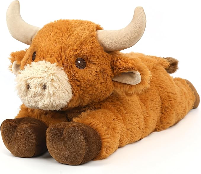 Cuckool Bull Stuffed Animals, Microwavable Stuffed Animals Adorable Fluffy Bull Plush for Warmth & Comfort, Heatable Coolable Lavender Scent Toys, Cute Soft Plushies Gift for Kids Boys Girls & Adults-CubbioJoy