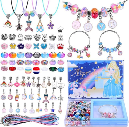 AIPRIDY Charm Bracelet Making Kit,Unicorn Mermaid Crafts Gifts Set Can Inspires Imagination and Creativity,Jewelry Making Kit Perfect Gifts for Girls 5-12 Years Old (104 Pieces)-CubbioJoy