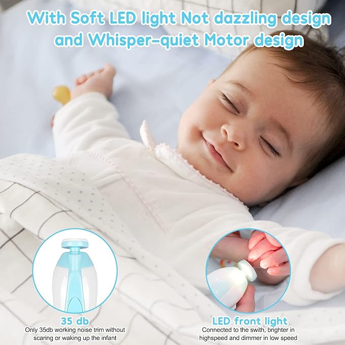 Baby Nail Trimmer Electric,Baby Nail Clippers, 6 in 1 Baby Nail File,Nail File Baby Grooming Kit Manicure Set for Toddler or Adults-CubbioJoy