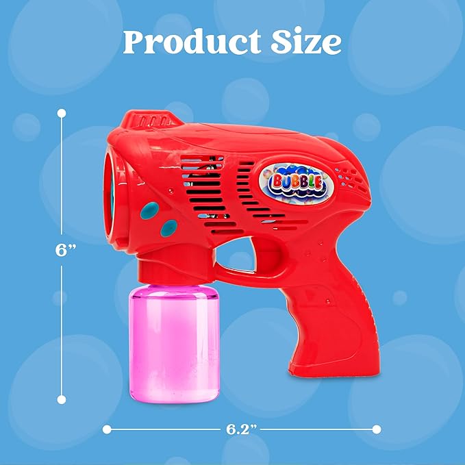 JOYIN 2 Bubble Guns with 2 Refill Solution (10 oz Total), Bubbles Maker, Blower, Machine Gun Blaster for Kids, Toddlers, Outdoors Activity, Party, Birthday Gift, Easter Toys (Blue+Red)-CubbioJoy