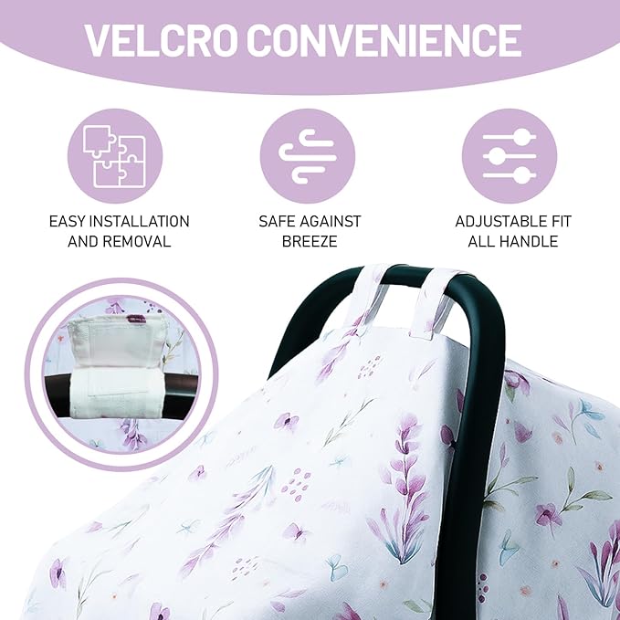 80S Muslin Car Seat Cover for Babies - Soft & Breathable Infant Carrier Canopy, Lightweight Sunshade for Summer, Universal Fit for Baby Boys & Girls-CubbioJoy