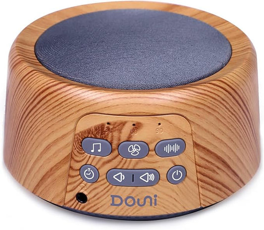DOUNI White Noise Machine with 27 Soothing Sounds Timer, Adjustable Volume, Memory Function for Sleeping, Relaxation,Sound Machine for Kid,Adult,Nursery,Home,Office,Travel.Wood Grain-CubbioJoy