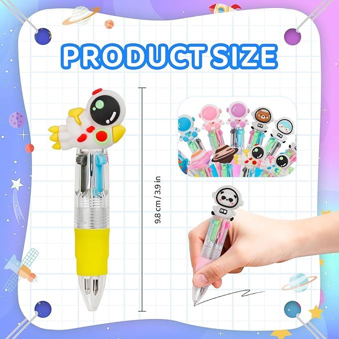 30Pcs Mini Multicolor Pens in One 4-in-1 Cute Pens Bulk for Kids, Ballpoint Pen for Birthdays and Children's Parties, Fun Gifts Assorted Ink Kawaii Pen(Space)-CubbioJoy