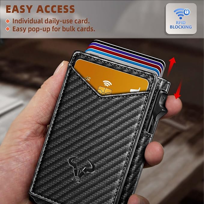 BULLIANT Men Wallet,Money Clip Wallet Slim For Gift Men 9Cards-Metal Credit Card Case in Magnetic Leather Flip-CubbioJoy