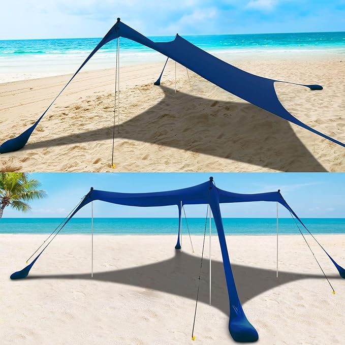 COMMOUDS Beach Tent Sun Shelter - UPF50+ Pop Up Beach Canopy with Sandbags & Sand Shovel & Windproof Poles, Portable Sun Shade for Beach, Camping, Picnics, Backyard-CubbioJoy