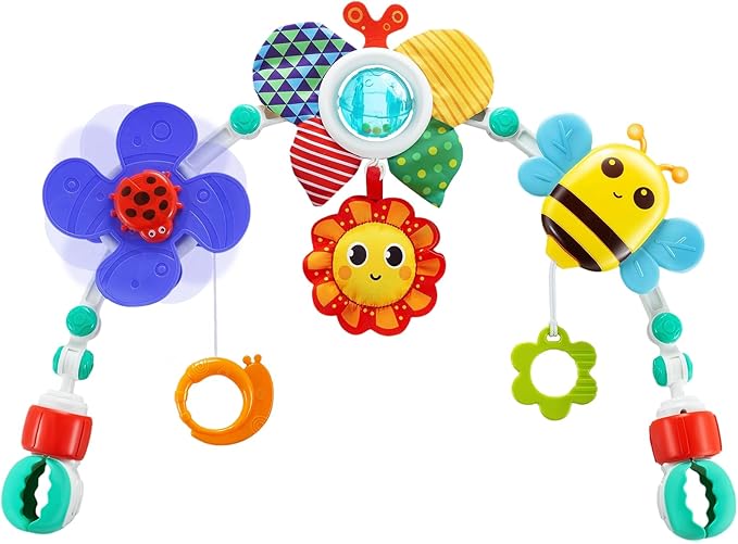 Baby Activity Arch Toy Bar for Stroller, Bassinets and Car Seat, Adjustable Crib Toys Hanging Attachment, Sensory Development Toys with Rattles-CubbioJoy