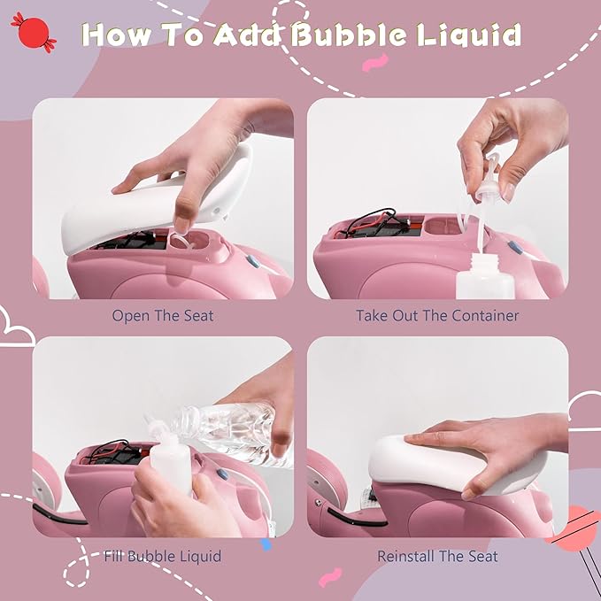 6V Electric Baby Balance Bike with Bubble Machine,4 in 1 Toddler Balance Bike w/Remote Control for 1 Year Old Boys Girls Kids Bubble Bike Ride on Toys w/Powered Motor,Music,LED Lights (Pink)-CubbioJoy