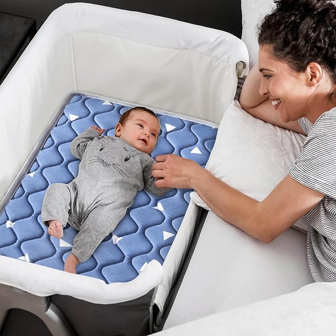 Baby Bassinet Mattress 33x 19 inches- Firm Support and Comfort Premium Foam,Noiseless and Odorless,Hypoallergenic Small Crib Mattress, Fits Moses Basket, Dual Sided with Soft Breathable Fabric-CubbioJoy