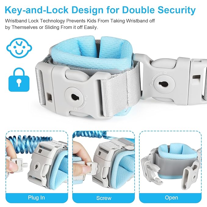 Accmor 3 in 1 Toddler Harness Leash, Reflective kids Harnesses with Anti Lost Wrist Link, Child Leashes with Lock for Boys Girls, Baby Walking Wristband Rope Protection Tether for Outdoor-CubbioJoy