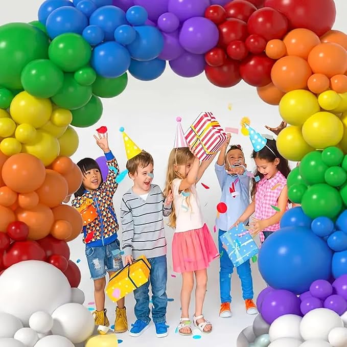 140pcs Rainbow Balloon Arch Kit, Rainbow Balloons of Different Sizes Pack of 18 12 10 5 Inch Party Balloon Kit for Birthday Party or Balloon Arch as Graduation Wedding Baby Shower Party Decorations-CubbioJoy