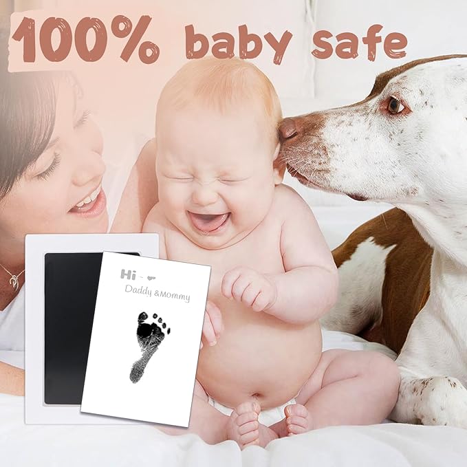 Inkless Baby Hand and Footprint Kit,Clean-Touch Ink Pad Kit,Safe No Mess Printing Infant Hand Foot Stamp,2 Pack Newborn Inkless Print Pads Best Keepsake or Gifts for Family-CubbioJoy