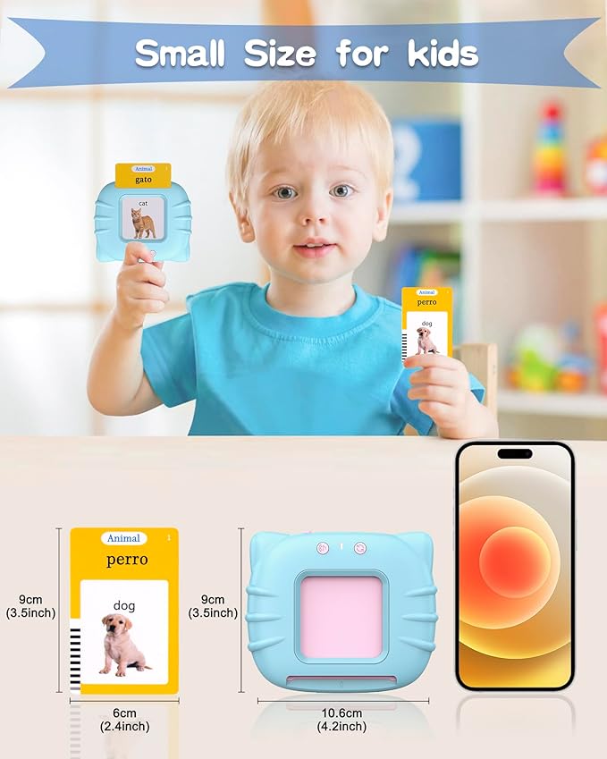 510 Words Spanish Flash Cards for Kids, Autism Toys for Toddlers 2-3 Years Old, Speech Therapy Toys, Educational Learning Flash Cards for Boys and Girls Blue(Spanish/English/Bilingual)-CubbioJoy