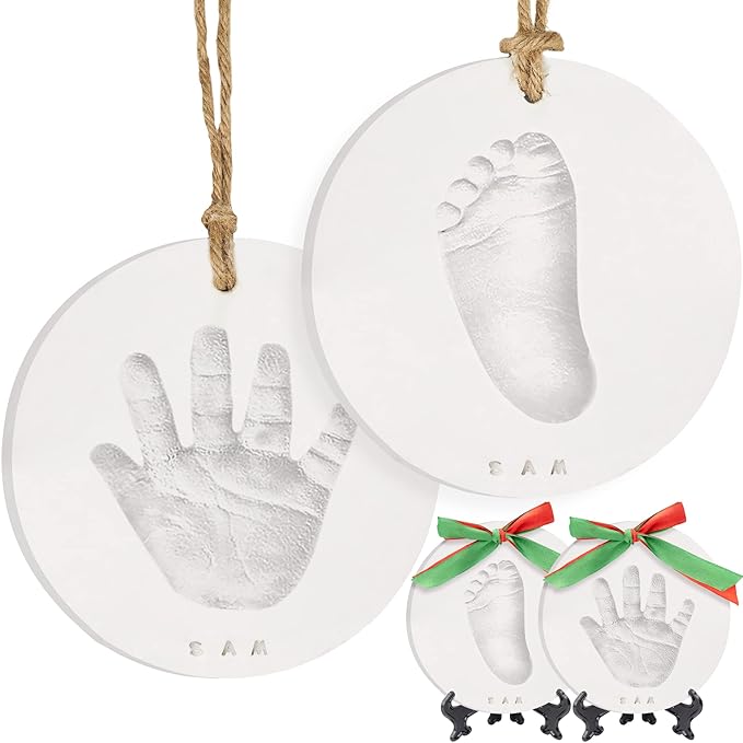 Baby Hand and Footprint Kit Girls, Boys - Personalized Baby Footprint Ornament Kit, Newborn Keepsake Gifts for New Mom, Easy to Use Handprint Makers,Cute Shower Gifts(Multi-Colored Paint)-CubbioJoy
