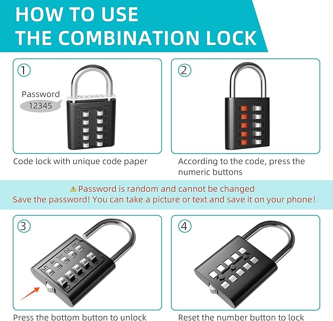 2 Pack Door Lockout Device, Child Proof Door Knob Covers with Combination Padlock, Door Handle Lock for Dementia Elderly Safety, Temporary Door Lock - Black-CubbioJoy