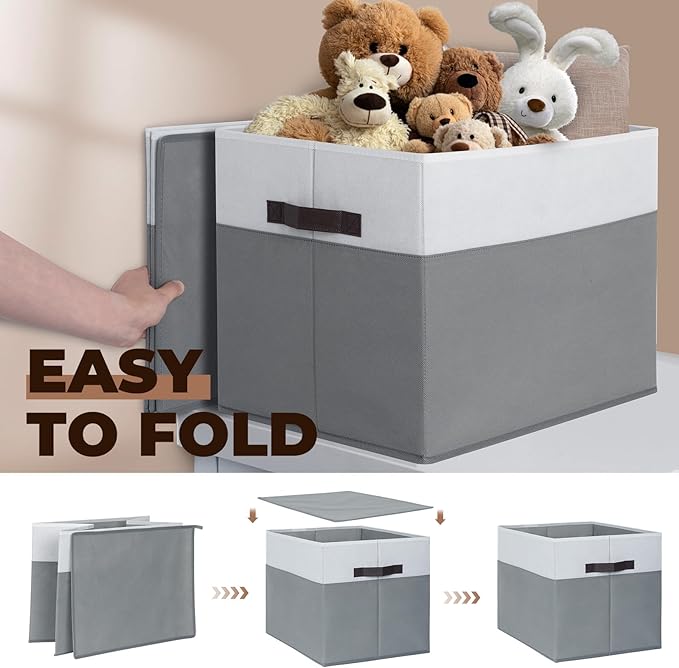 Criusia Extra Large Storage Bins 4 Pack - 16x12in Closet Organizers and Storage Baskets for Organizing Clothes Toy Blanket - Fabric Storage Cubes Containers for Shelves - All Room Organization-CubbioJoy