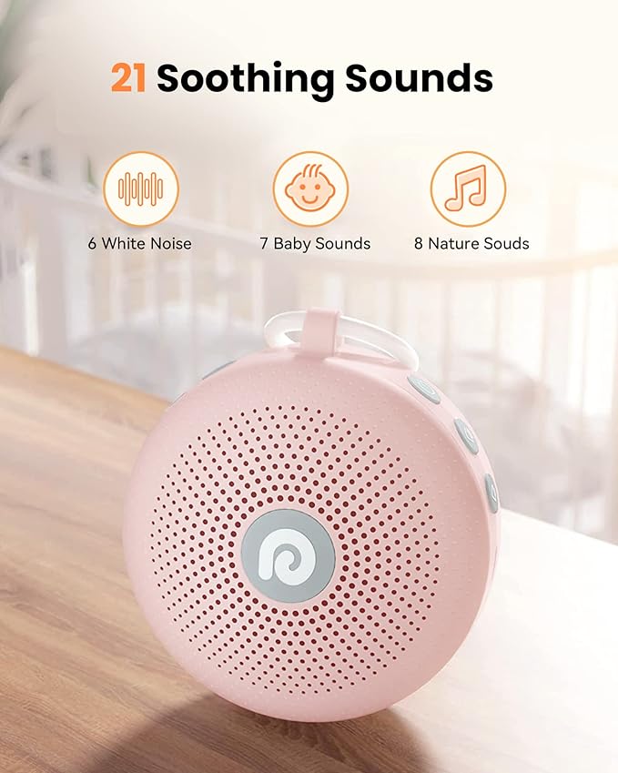 Dreamegg Sound Machine - Portable Sound Machine for Baby Adult, Features Powerful Battery, 21 Soothing Sound, Noise Canceling for Office & Sleeping, Sound Therapy for Home, Travel, Gift-CubbioJoy