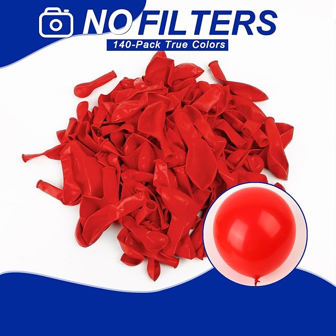140pcs Red Round Balloons Different Sizes 18 12 10 5 Inch Latex Balloons for Arch Decoration Party Balloon Kit for Graduation Birthday Party Wedding Balloon Baby Shower Decoration-CubbioJoy