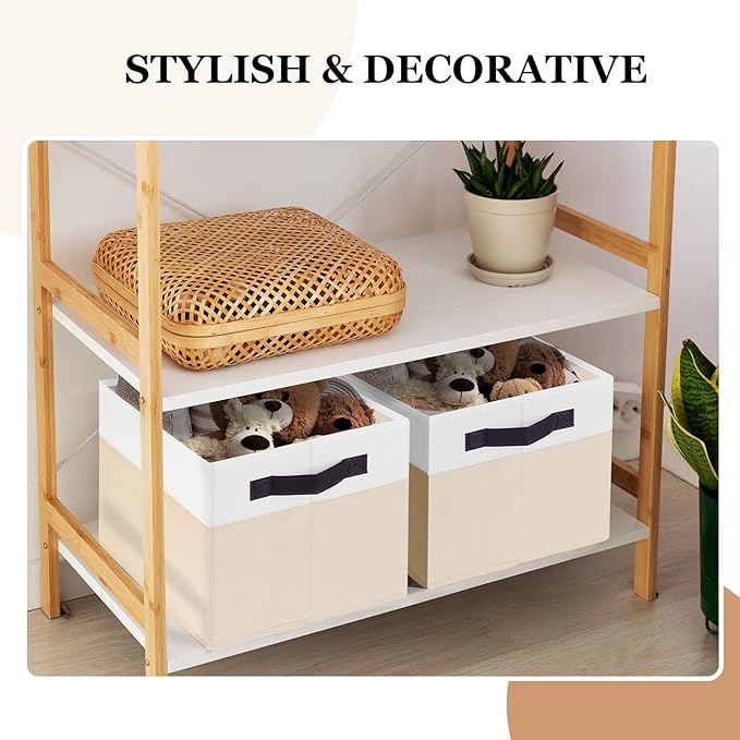 Criusia 8 Pack Large Storage Basket, Fabric Blanket Basket Living Room, Toy Organizers and Storage with Handles for Kids, Laundry Basket for Clothes Towel, Yarn and Craft Storage Bins (14L*10W*9.5H)-CubbioJoy