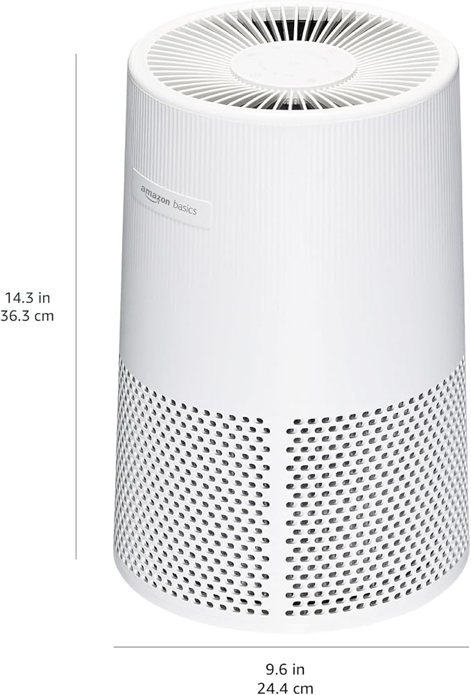 Amazon Basics Air Purifier for Home and Office, With 3-Stage Filtration, HEPA Filter With Activated Carbon, 3 Speeds, Timer, Sleep Mode (32db), Energy Star Certificate, Covers Up to 1067 Sq ft, White-CubbioJoy