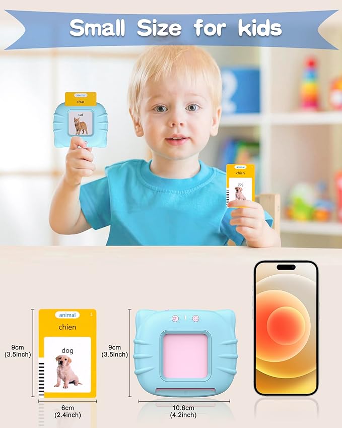 510 Words French Flash Cards for Kids, Toddler Learning Resources Toy, Autism Sensory Toys for Autistic Children Age d 2-4 Blue (French/English/Bilingual)-CubbioJoy