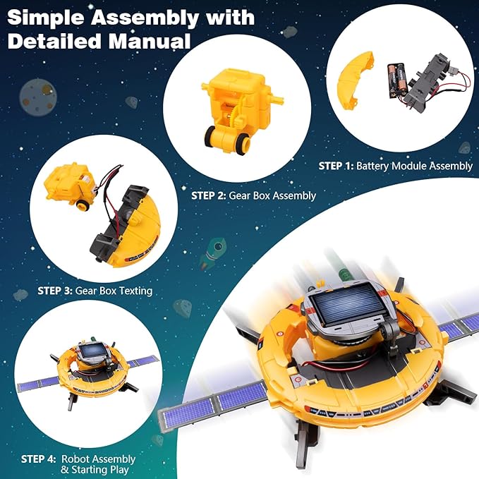 6-in-1 Solar Robot Toys for Ages 8 9 10 11 12 Year Old Boys Girls, STEM Science Kits for Kids Age 8-12, Building Experiments Robotics Kit STEM Projects for Kid Christmas Birthday Gifts (Yellow)-CubbioJoy