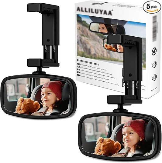 360-Degree Baby Car Mirror for Rear-Facing Seats,Kids Safety Mirrors with Tool-Free Installation,Kids Rear View Mirror BPA-Free Shatterproof & ASTM Certified (Adjustable 14"-22") (2 Pack)-CubbioJoy