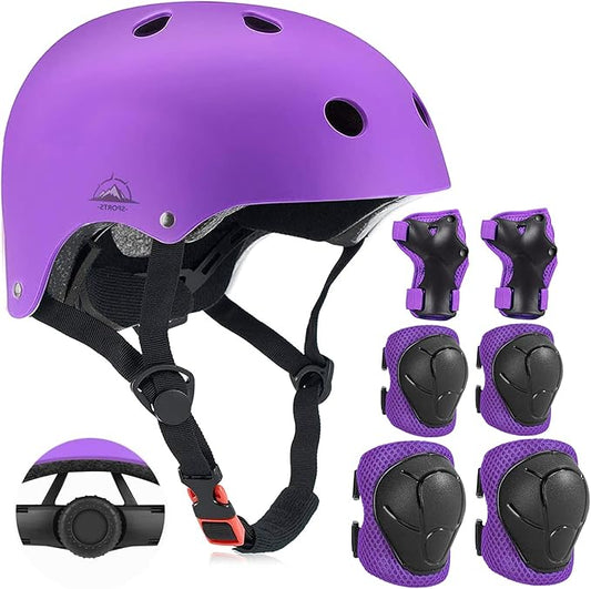 Adjustable Kids Helmet with Knee Pad, Elbow Pads & Wrist Guards - Toddler Bike Helmets for Ages 3-5, 5-8, 8-14 Years - Perfect for Skating, Biking, Cycling, and Skateboard - for Boys and Girls-CubbioJoy