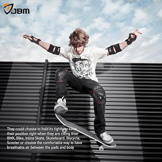 JBM Adult Youth Bike Knee Pads and Elbow Pads with Wrist Guards Protective Gear Set for Biking, Riding, Cycling and Multi Sports Scooter, Skateboard-CubbioJoy