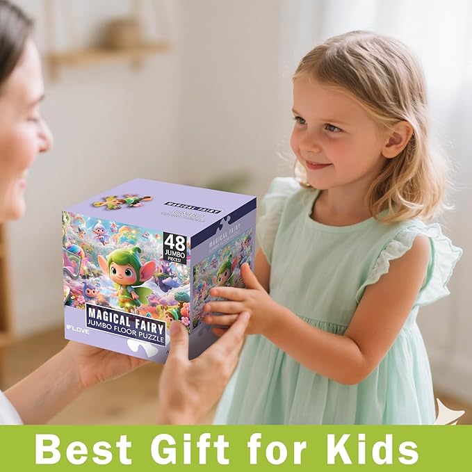 Jumbo Floor Puzzle for Kids,48 Piece Fairy Large Jigsaw Puzzles for Toddler Ages 3-5,Preschool Educational Toy Gift for Boys & Girls Ages 4-8-CubbioJoy