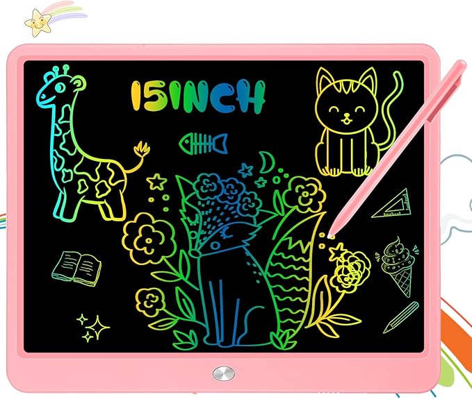 Decute Kids Toys LCD Writing Tablet with Stylus, 15 Inch Erasable Toddlers Doodle Board, Reusable Drawing Pad for Kids, Educational Christmas Birthday Gift for 3 4 5 6 7 8 Girls Boys Toddler Pink-CubbioJoy