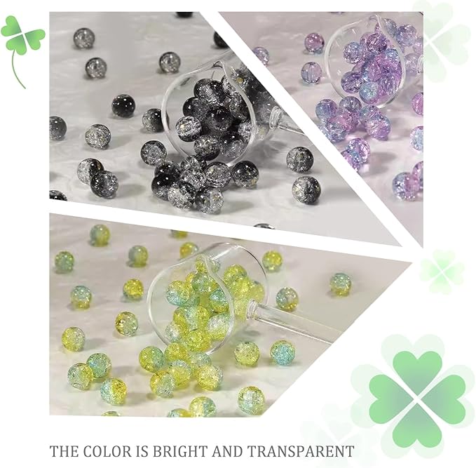 JULIMAIDONG 8mm Glass for Bracelets, 24 Colors Round Crystal Glass Bracelet Making Kit for Jewelry Making Kits Bead DIY Crafts with Spacer Charms Accessories (8MM, 24 Crackle Color)-CubbioJoy