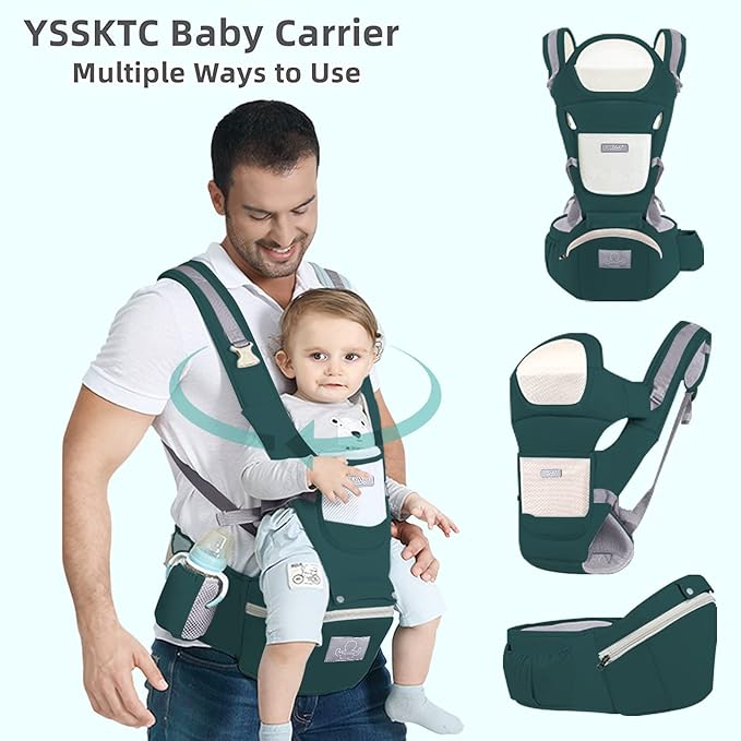 Baby Carrier Ergonomic Infant Carrier with Hip Seat Kangaroo Bag Soft Baby Carrier Newborn to Toddler 7-45lbs Front and Back Baby Holder Carrier for Men/Women Dad Mom-CubbioJoy