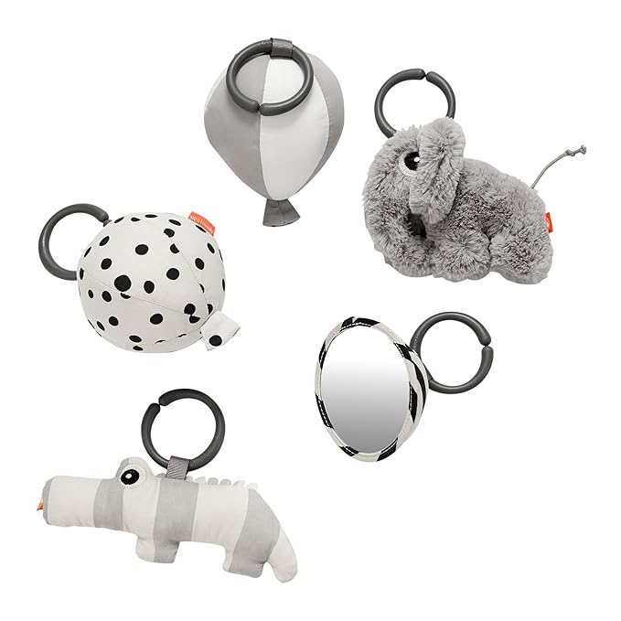 Done by Deer Activity Play Mat Deer Friends Grey - Baby Play Mat with 5 Toys for Sensory Stimulation and Early Development - Hang The Toys in 13 Different Positions on The Arches-CubbioJoy