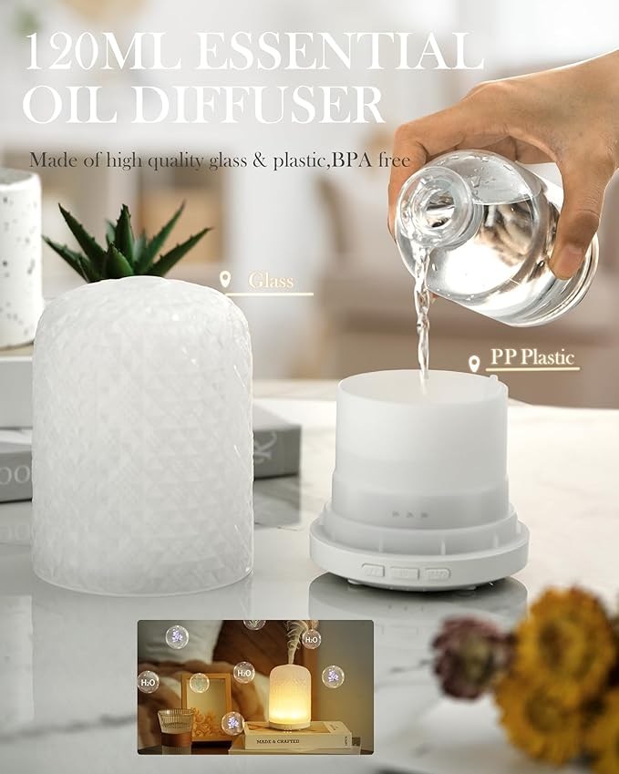 Aromatherapy Diffuser – Ultrasonic Essential Oil Diffuser, Health Night Light, Timer & Auto Shut-Off, BPA-Free, 120ml Diffusers for Home, Office, or Spa-CubbioJoy