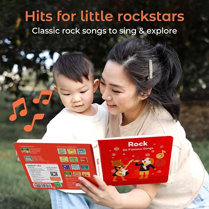 Cali's Books Rock Music Books for Toddlers 1-3 - Singing Button Sound Board Book for 2 Year Old Children, Musical Toddler Rock Songs Toys, 18 Month Interactive Learning Toy, USB-C Rechargeable-CubbioJoy