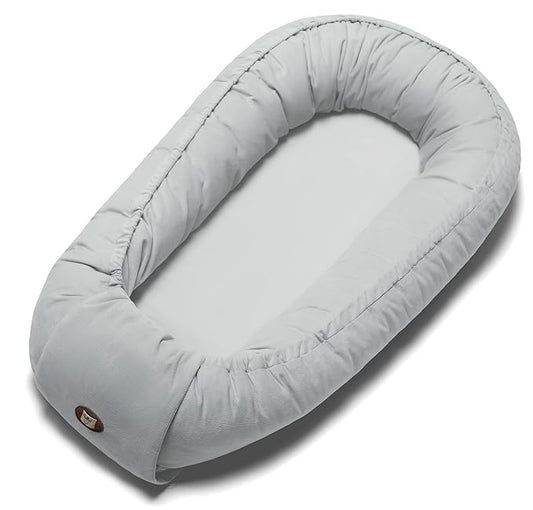 Baby Lounger for Newborn 0-24 Months, Breathable & Soft Infant Lounger, Adjustable Tummy Time Lounger for Home and Travel, Baby Girls & Boys Newborn Babies Essentials Stuff, Grey-CubbioJoy