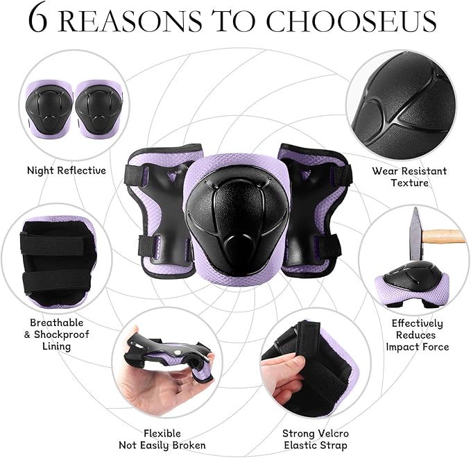 Adjustable Kids Bike Helmet with Knee & Elbow Pads Set, Color Gradient Design for Boys and Girls Aged 3-14+, for Skateboarding, Scooter, Roller & Inline Skating, Longboard-CubbioJoy