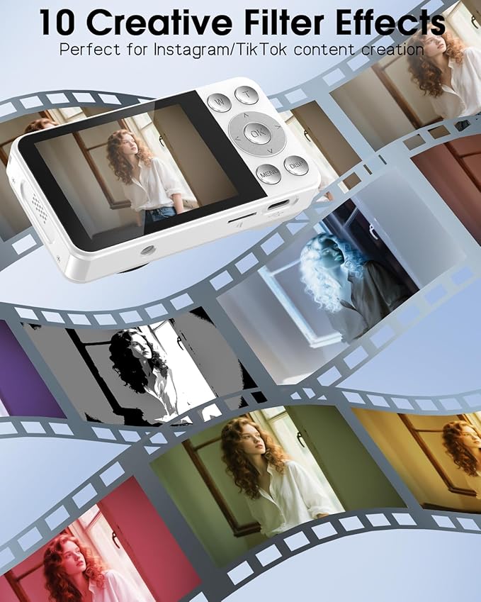 Digital Camera, Autofocus 48MP 4K Camera for Photography with 32GB Card, Portable Compact Point and Shoot Digital Camera for Teens Adult Beginner Kids with Metal Shell, 2000 mAh Battery-CubbioJoy