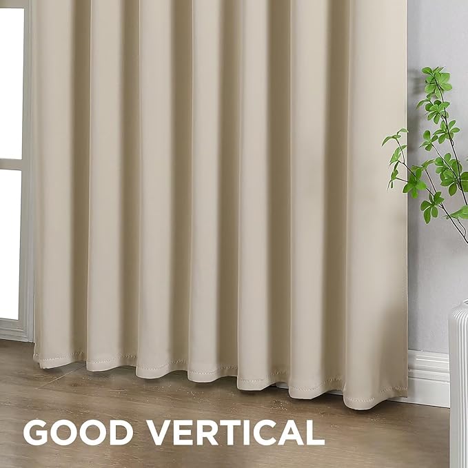 Joydeco Blackout Curtains 96 Inches Long, Thermal Insulated Black Out Curtains 2 Panels Set for Bedroom, Room Darkening Drapes for Living Room Window (W52 x L96 Inch, Light Beige)-CubbioJoy