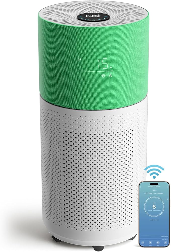 CleanForce Rainbow H13 True HEPA Air Purifier for Home Large Room, Bedroom, up to 2550sqft, Smart App-Control air Quality Monitor, Filters dust Pollen Smoke Odor VOCs-CubbioJoy