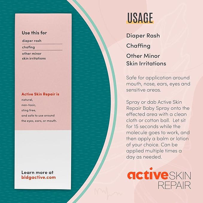 Active Skin Repair Natural, Non-Toxic, No Sting Baby Spray First Aid Safe For Use on Diaper Rash, Baby Acne, Eczema, Cuts, Wounds, Scrapes, and Other Skin Irritations (3 oz. Spray)-CubbioJoy