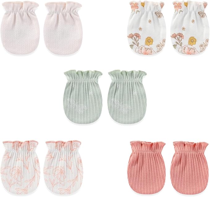 5 Pairs Baby Not Scratch Mittens 0-6 Months New Born Boy Girl Gloves Cute Infant Accessories-CubbioJoy