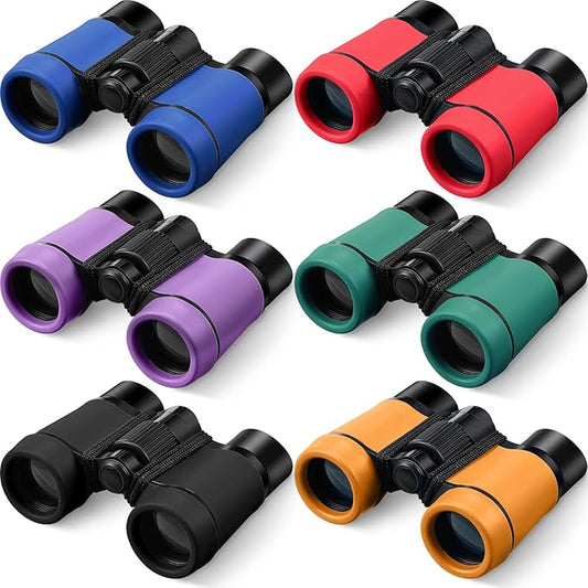 6 Pack Kids Binoculars Shock Proof Toy Binoculars Set for Age 3-12 Years Boys Girls Hunting Folding Small Telescope Birthday Gifts Bird Watching Educational Learning Camping Outdoor (Stylish Colors)-CubbioJoy
