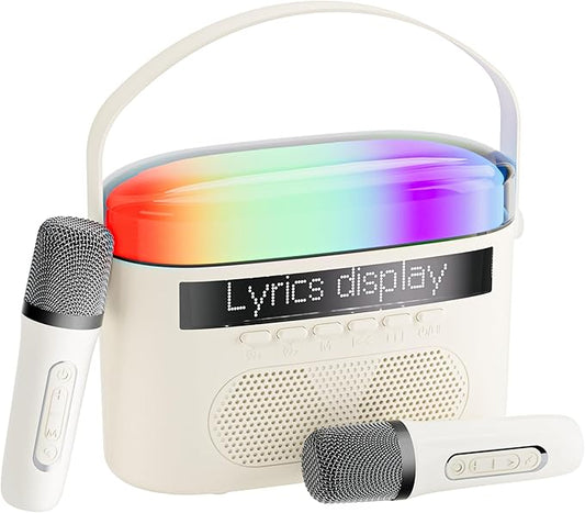 Karaoke Machine,Karaoke Machine with Lyrics Display,Portable Bluetooth 5.3 Karaoke Speaker with Upgraded Dual Speakers for Kids and Adults,with White Noise and Night Light Function-CubbioJoy