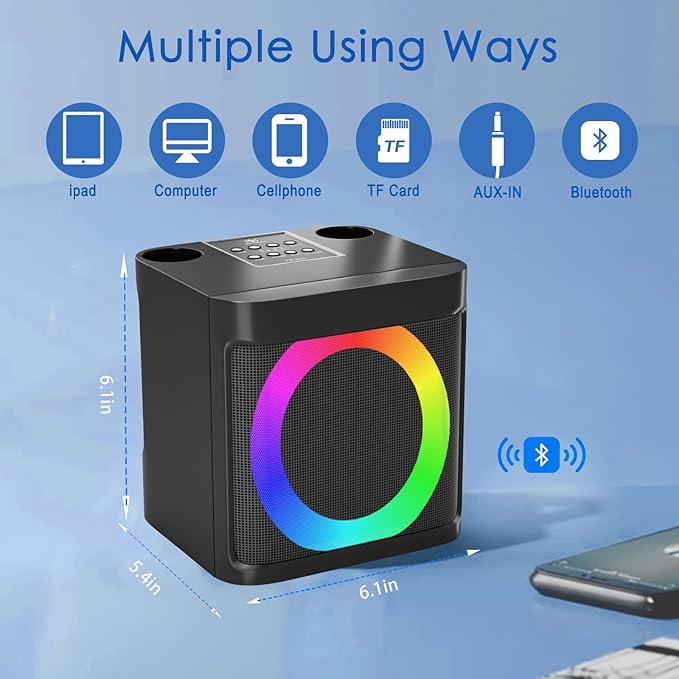 Karaoke Machine for Kids Adults - Portable Bluetooth Speaker with 2 Wireless Microphones, Singing Machine for Home Party, Birthday Gifts for Girls Boys Ages 4, 5, 6, 7, 8, 9, 10, 11, 12+ Years Old-CubbioJoy