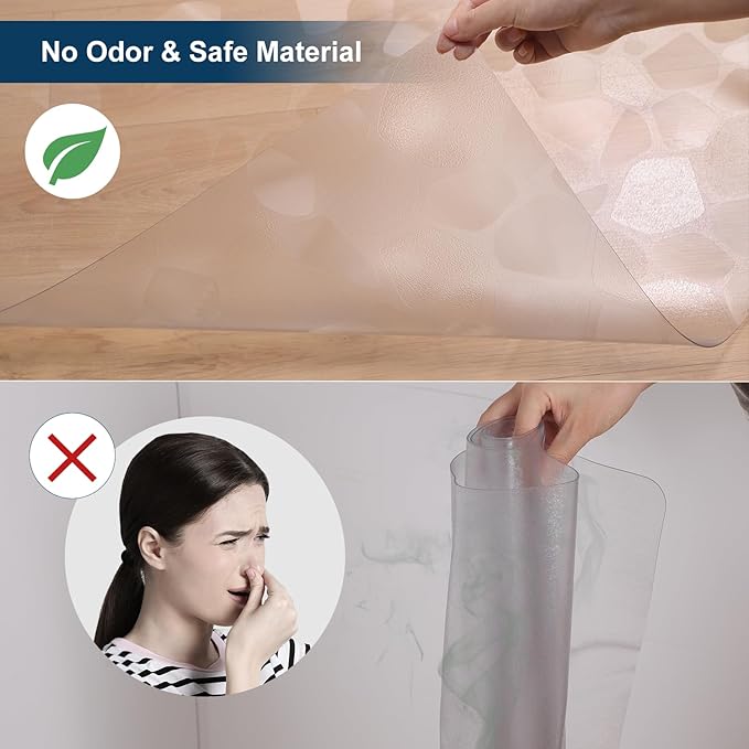 Clear Area Mat for Hard Floors，5'×7' No Slip Vinyl Floor Mats for Under Dining Table, Pebble Patterned Waterproof Rug Protector for High Traffic Areas, Pet Litter Mat-CubbioJoy