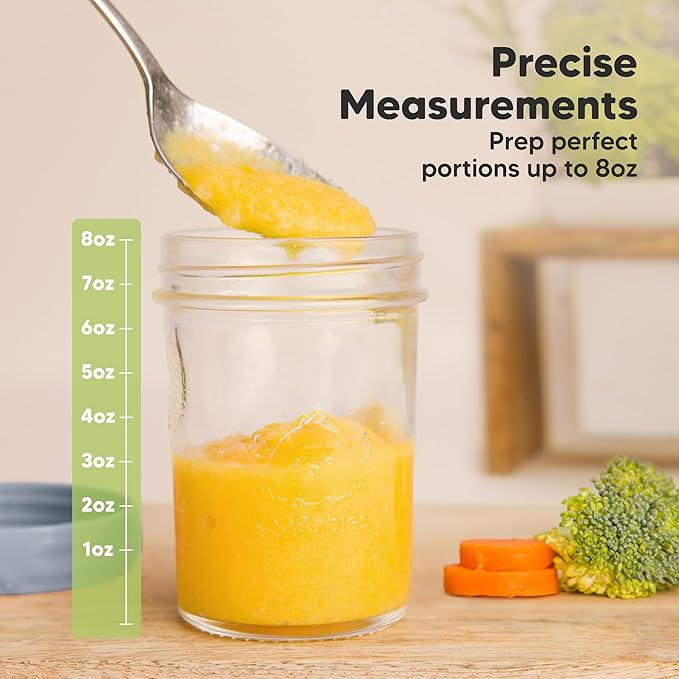 KeaBabies 4pk 8oz Glass Baby Food Containers with Lids - Leak-Proof, Microwavable Small Glass Jars, Baby Purees & Toddler Snack Storage Containers, BPA-Free, Dishwasher & Freezer Safe (Slate)-CubbioJoy
