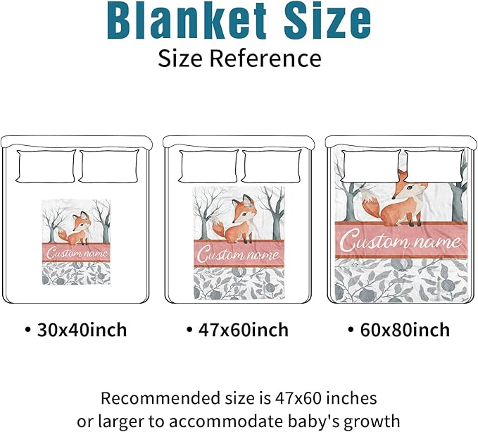 Custom Name Crib Bedding Set - Fox Theme, Personalized Nursery Bedding 3-Piece Set– Soft Blanket, Fitted Sheet, Changing Pad Cover – for Newborns Girls Nursery Gifts-CubbioJoy